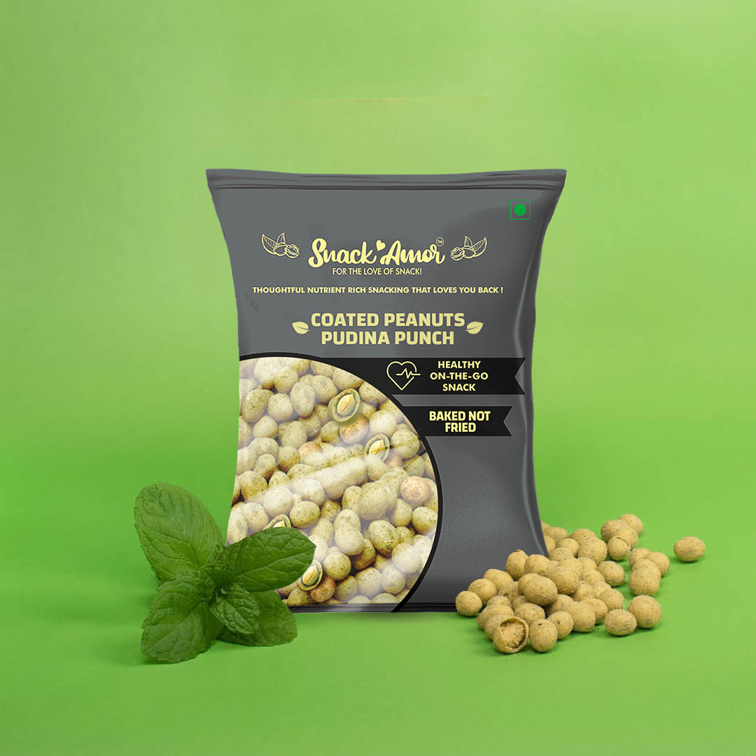 SnackAmor's Coated Peanut Minty Delight Pack of 4 - 100gm each - Snack Amor