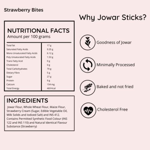 SnackAmor Jowar Bites - (100g) |  Strawberry Flavor - Snack Amor