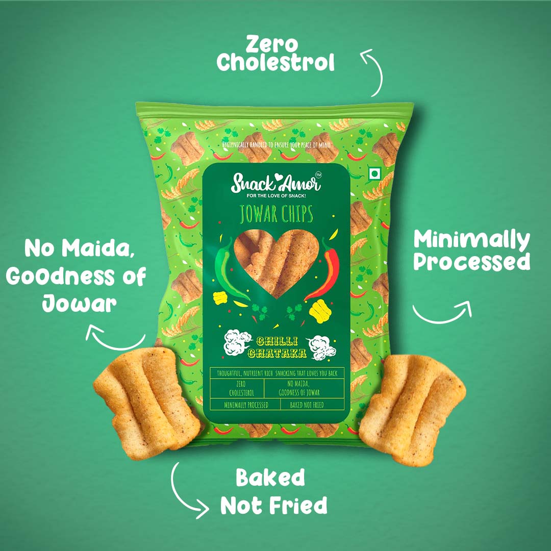 SnackAmor Combo Picnic Value Pack of 6 - Nutritious Jowar Chips, Millet Crispies, Chickpea Chips, Jowar mint n Lime, Onion Masala and Tomato sticks (1 each) - Snack Amor