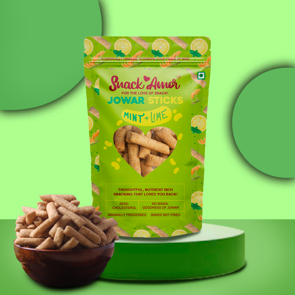 SnackAmor Jowar Sticks - (50g) | Mint And Lime - Snack Amor