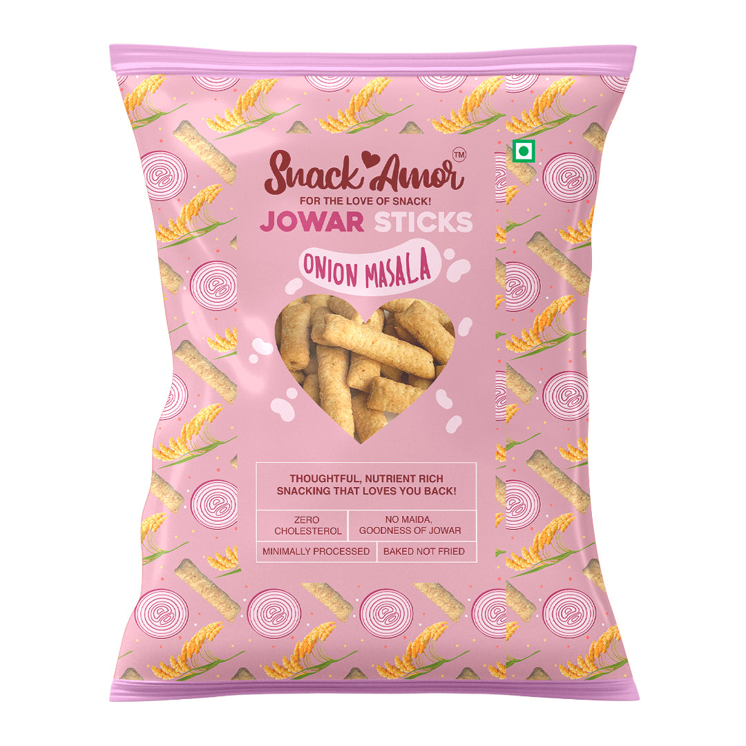 Jowar Sticks Onion Masala Value Pack of  12 - Snack Amor