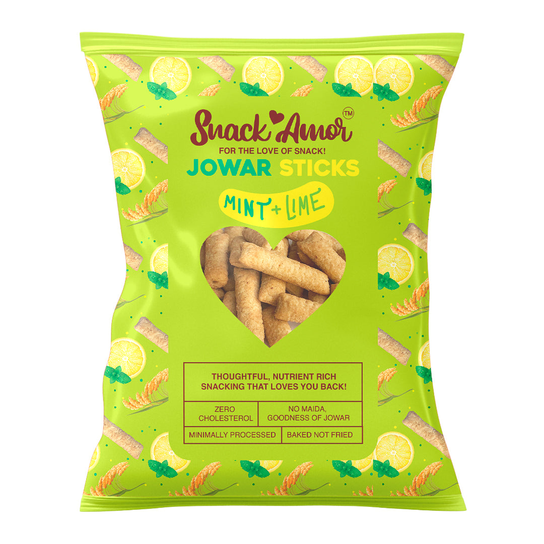 Jowar Sticks Mint & Lime Value Pack of 12 - Snack Amor