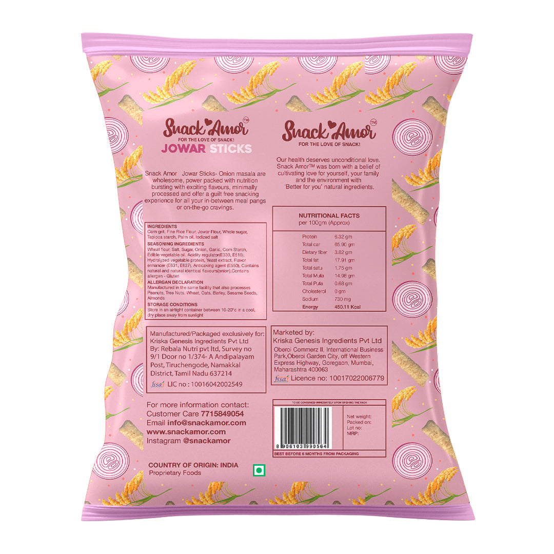 Jowar Sticks Onion Masala Value Pack of 12 - Snack Amor