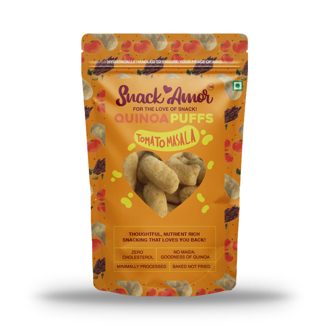 SnackAmor Quinoa Puffs - (50g) | Tomato Masala - Snack Amor