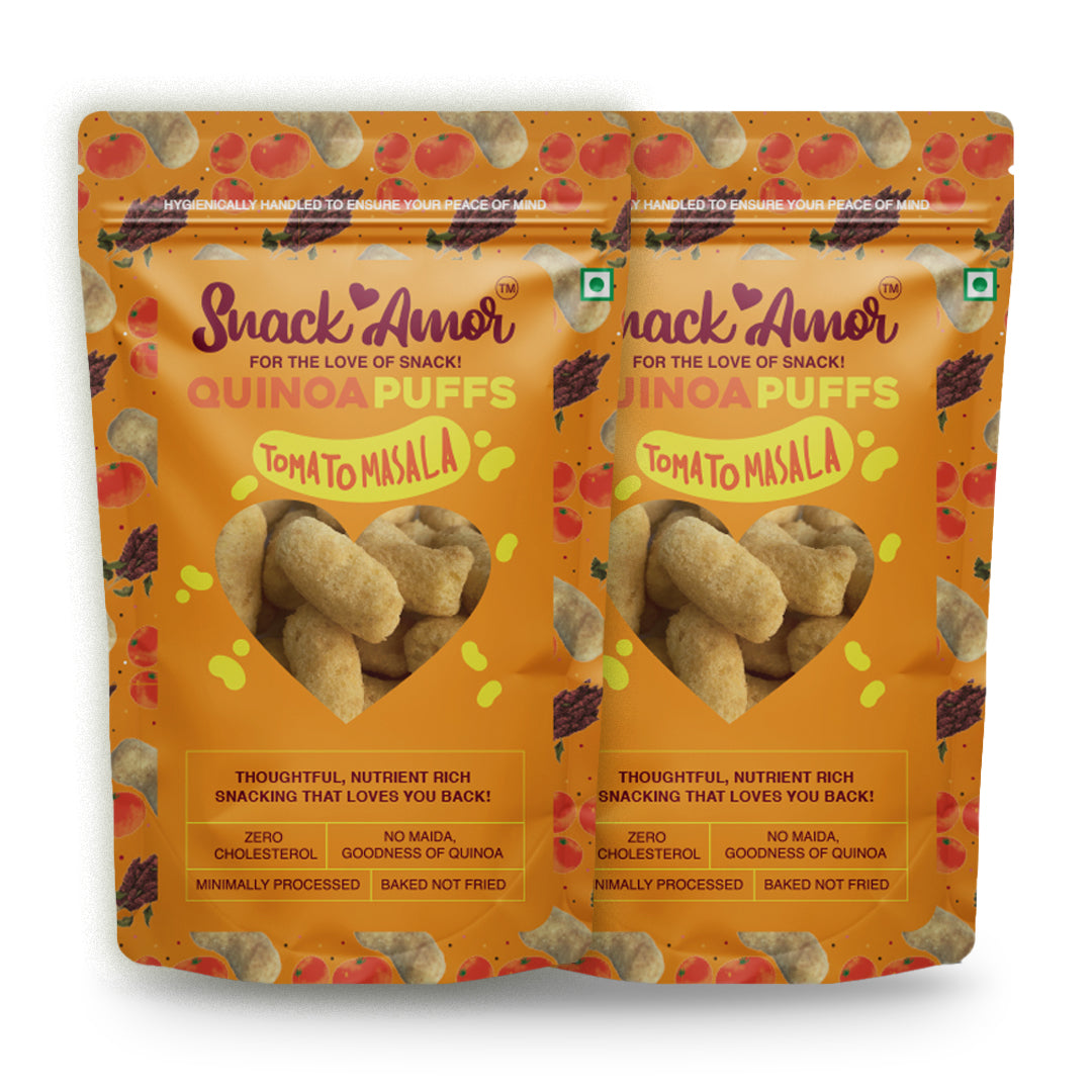 SnackAmor Quinoa Puffs - (50g) | Tomato Masala - Snack Amor
