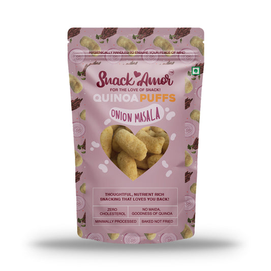 SnackAmor Quinoa Puffs - (50g) | Onion Masala - Snack Amor
