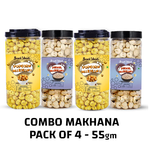 SnackAmor's Combo Makhanas Popcorn + Phool (55gm x 4) - Snack Amor