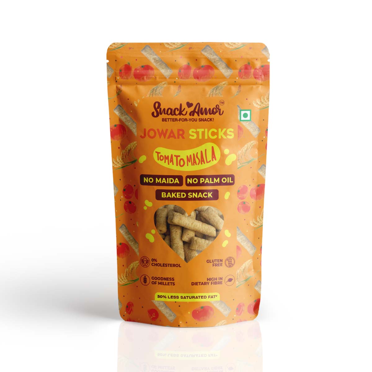 SnackAmor Jowar Sticks - (50g) | Tomato Masala - Snack Amor