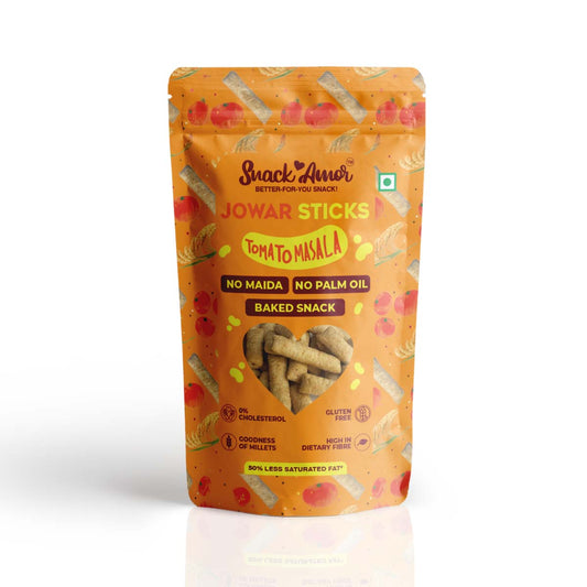 SnackAmor Jowar Sticks - (50g) | Tomato Masala - Snack Amor