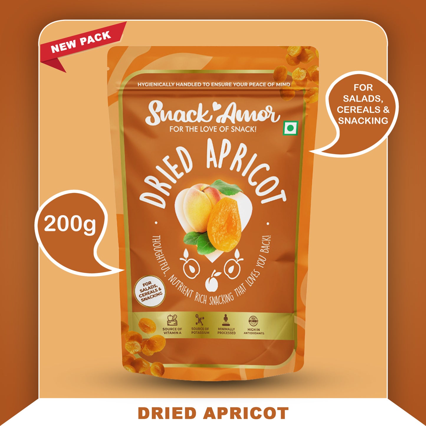SnackAmor's Premium International Dried Apricots - 200g - Snack Amor