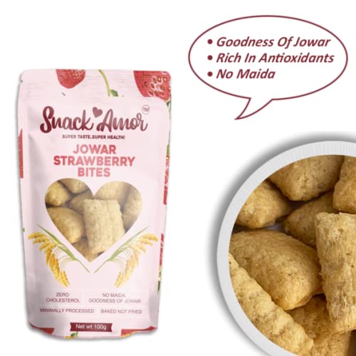 SnackAmor Jowar Bites - (100g) |  Strawberry Flavor - Snack Amor