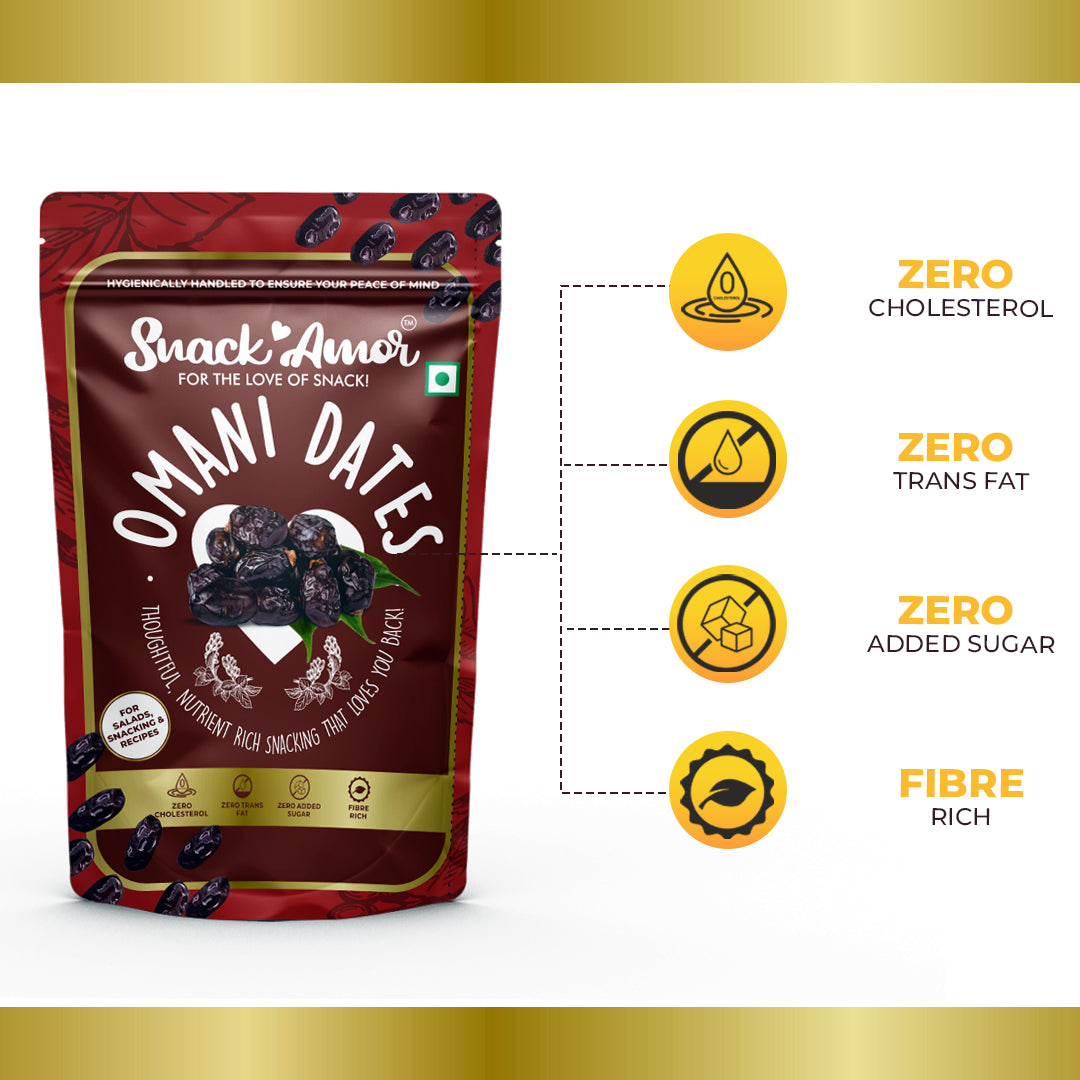 SnackAmor Premium International Omani Dates - (250gm Each) | Dry Dates - Snack Amor