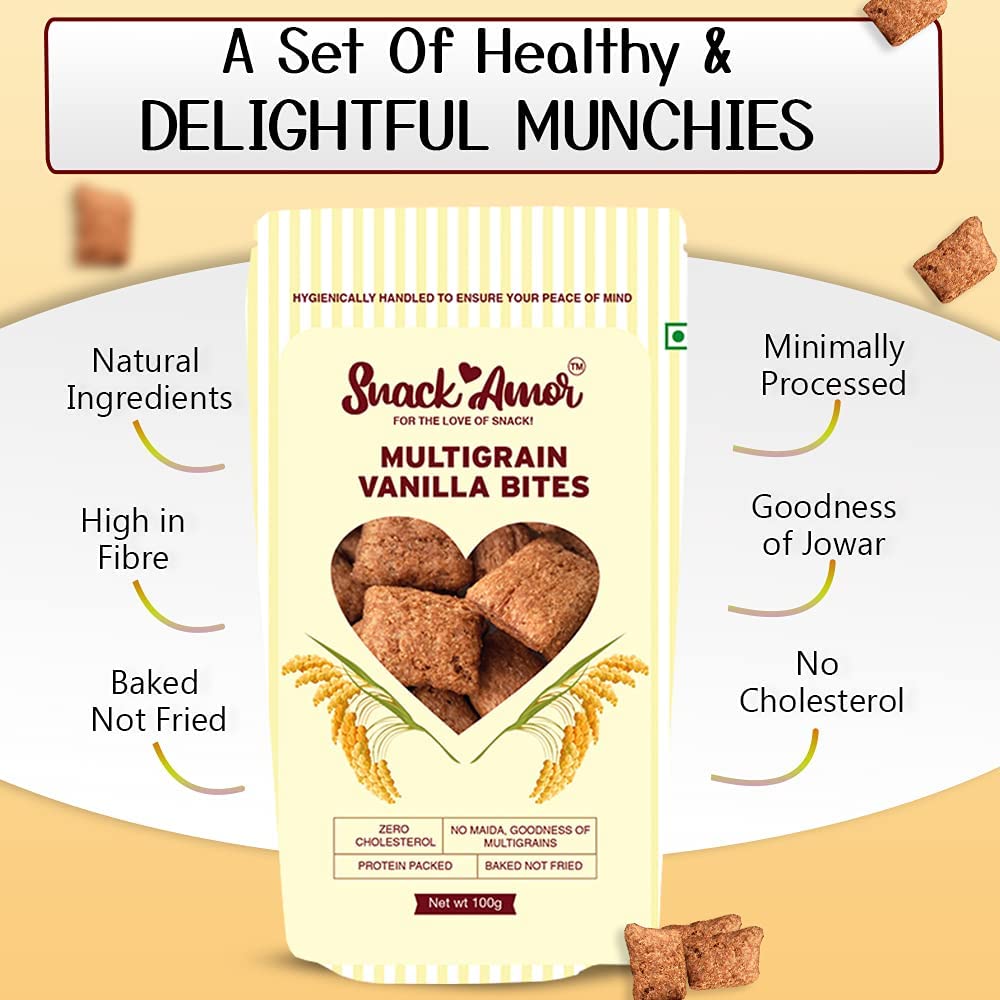 SnackAmor Multigrain Bites - (100g) | Vanilla Flavor - Snack Amor