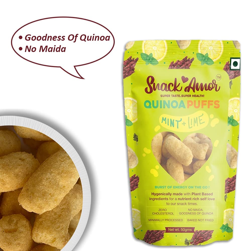 SnackAmor Quinoa Puffs - (50g) | Mint And Lime - Snack Amor