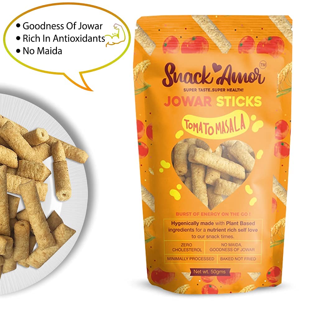 SnackAmor Jowar Sticks - (50g) | Tomato Masala - Snack Amor