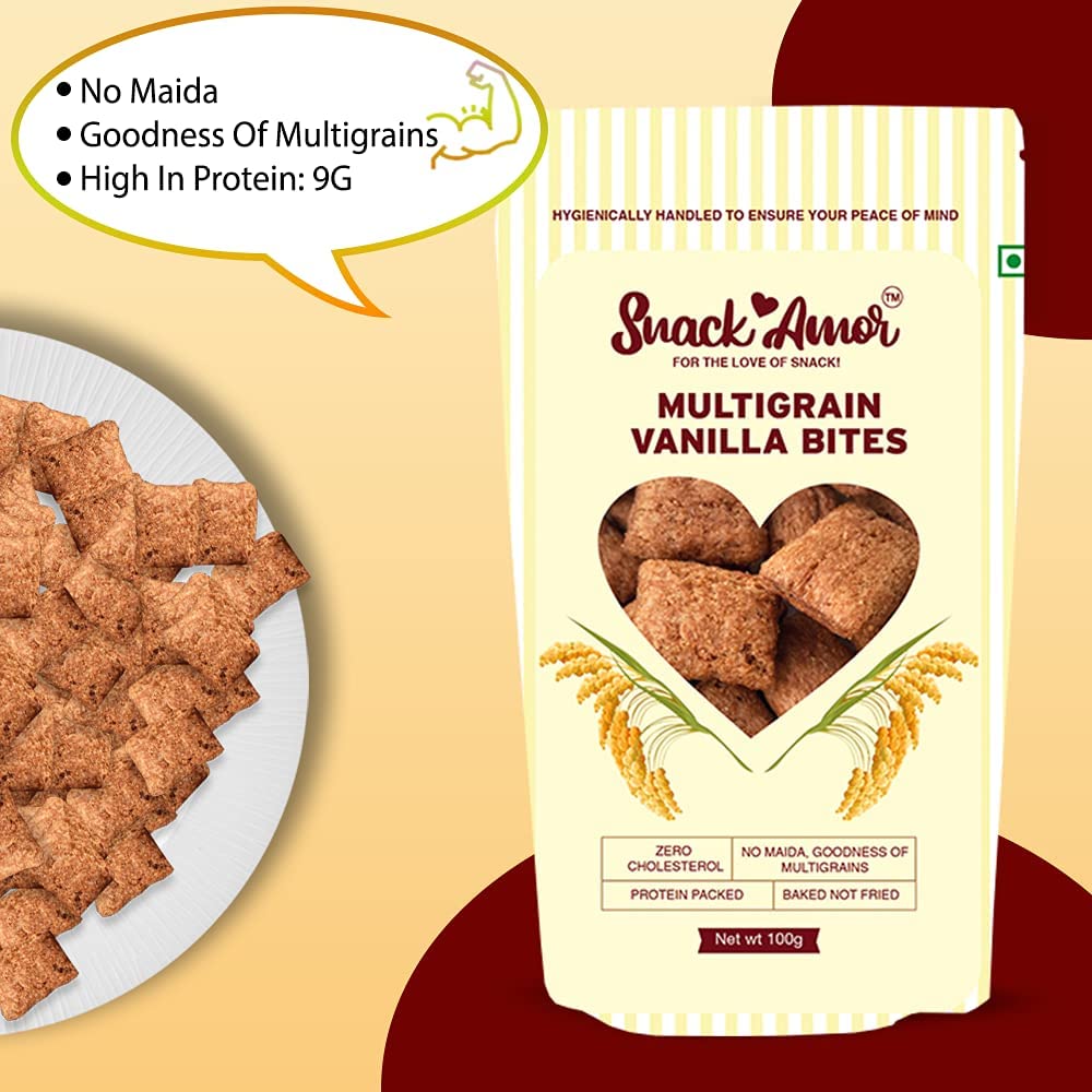 SnackAmor Multigrain Bites - (100g) | Vanilla Flavor - Snack Amor