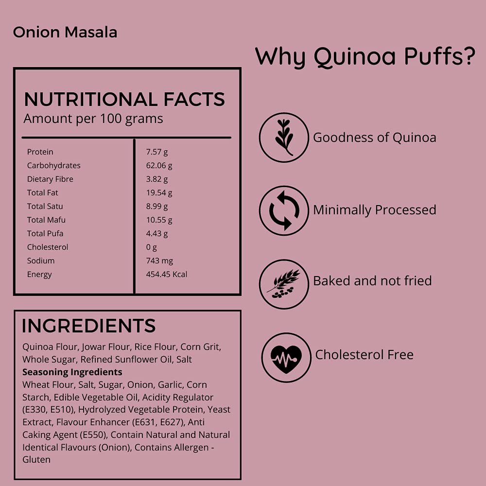 SnackAmor Quinoa Puffs - (50g) | Onion Masala - Snack Amor