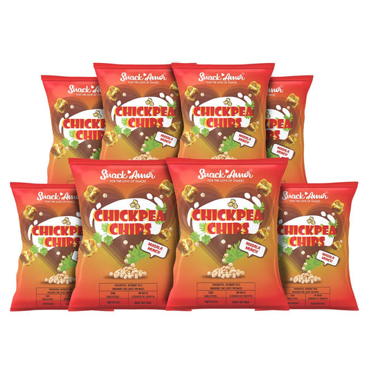 SnackAmor Chickpea Chips Masala Munch Value Pack of 8 (27g each) - Snack Amor