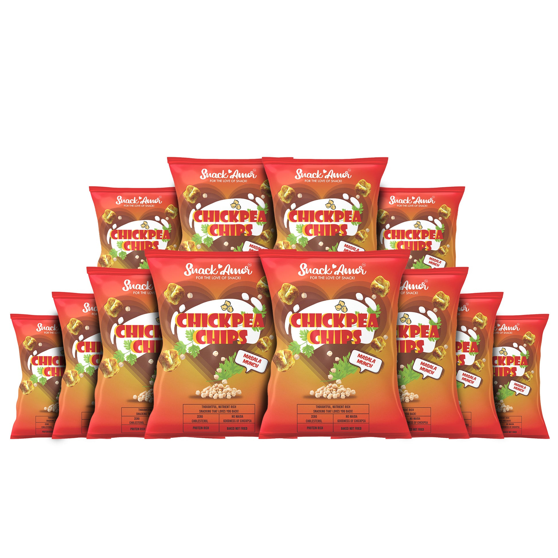 SnackAmor Chickpea Chips Masala Munch value pack of 12 (27gm each) - Snack Amor