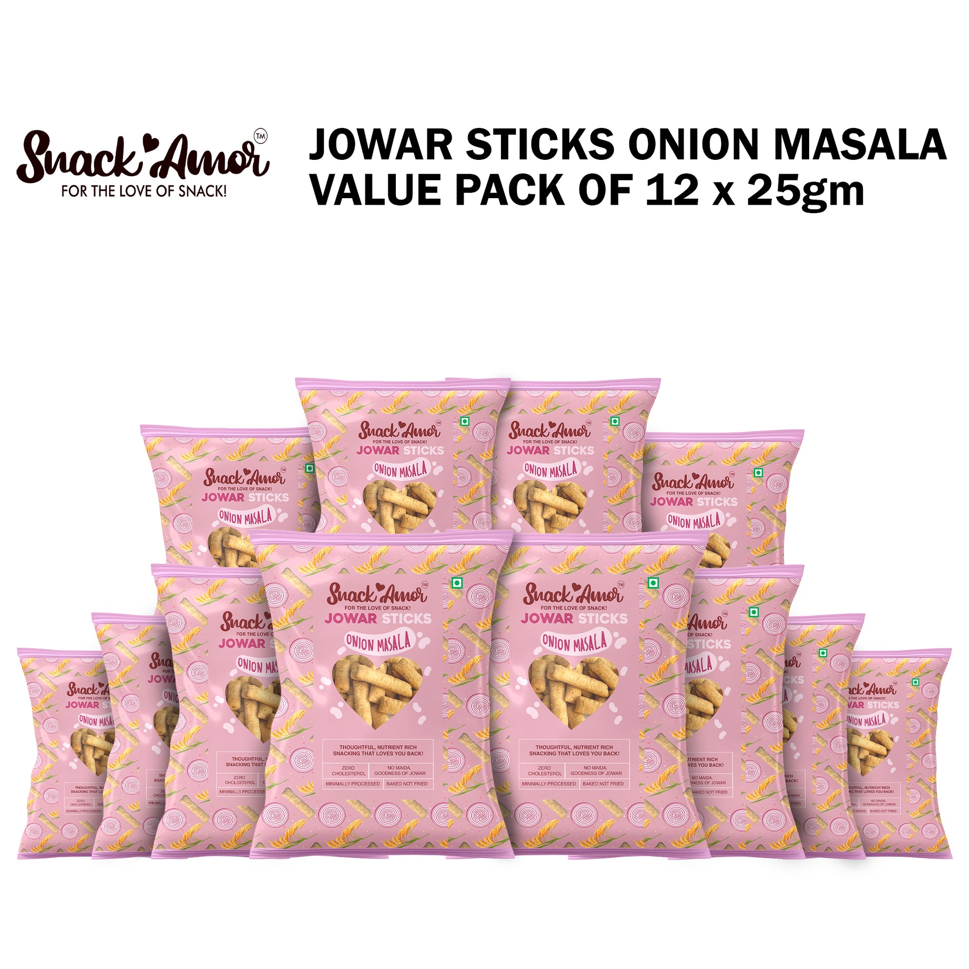 Jowar Sticks Onion Masala Value Pack of  12 - Snack Amor