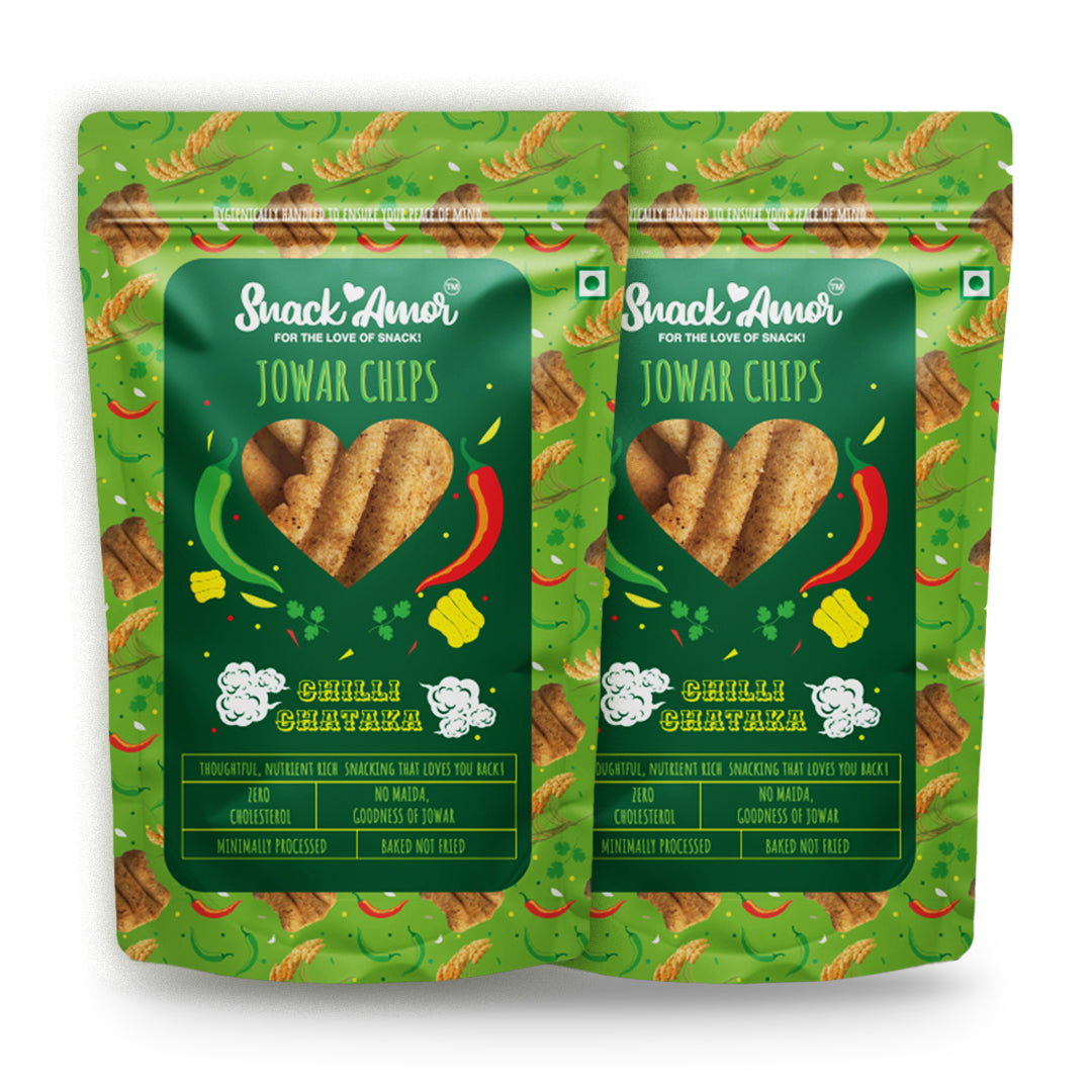 SnackAmor Jowar Chips Chilli Chataka - 50g Each - Snack Amor