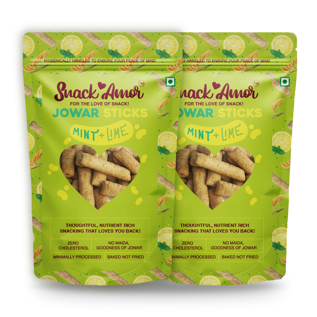 SnackAmor Jowar Sticks - (50g) | Mint And Lime - Snack Amor