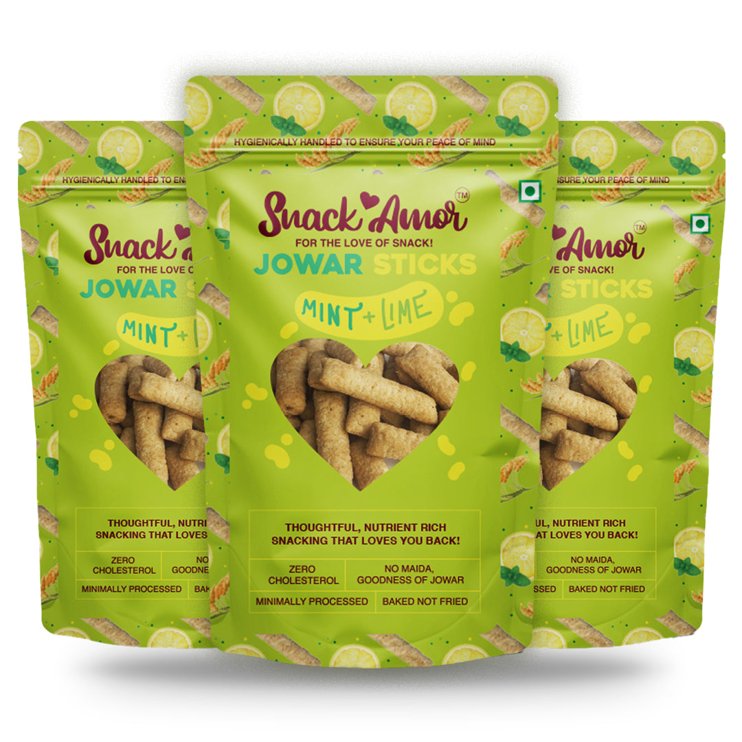 SnackAmor Jowar Sticks - (50g) | Mint And Lime - Snack Amor