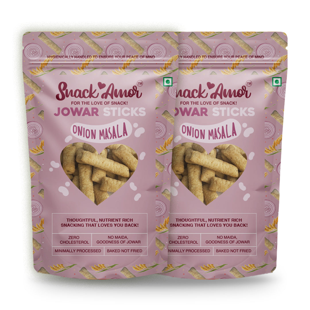 SnackAmor Jowar Sticks - (50g) | Onion Masala - Snack Amor