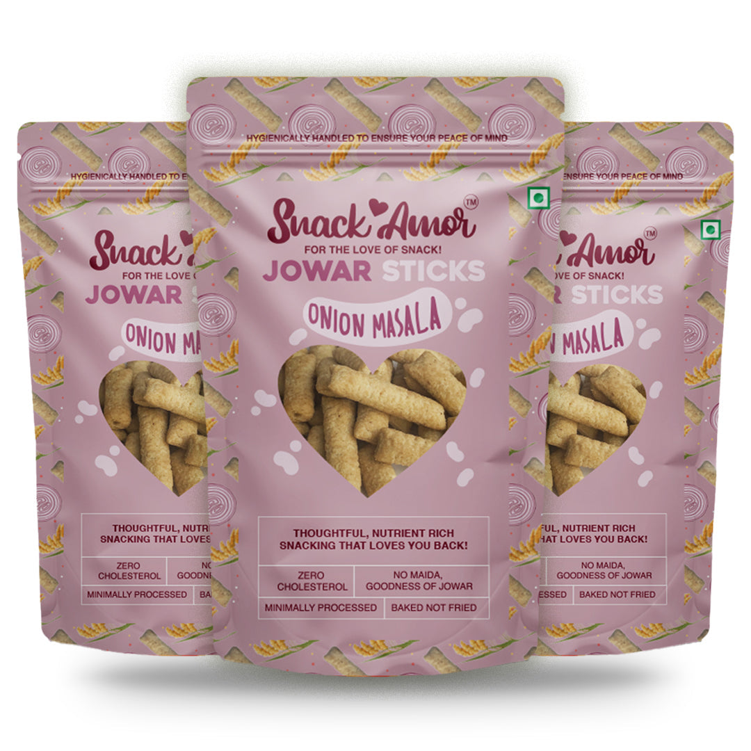 SnackAmor Jowar Sticks - (50g) | Onion Masala - Snack Amor