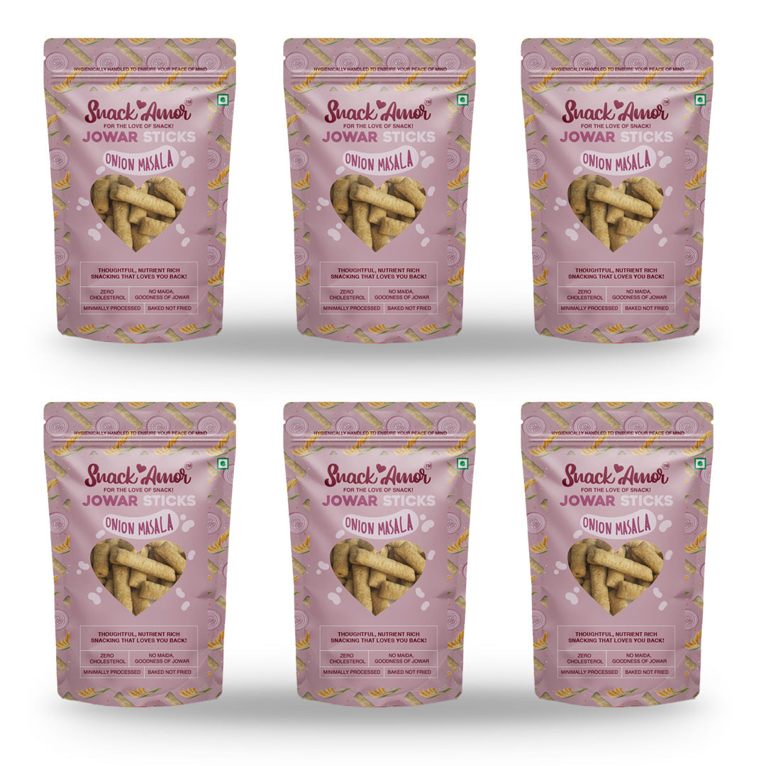 SnackAmor Jowar Sticks - (50g) | Onion Masala - Snack Amor