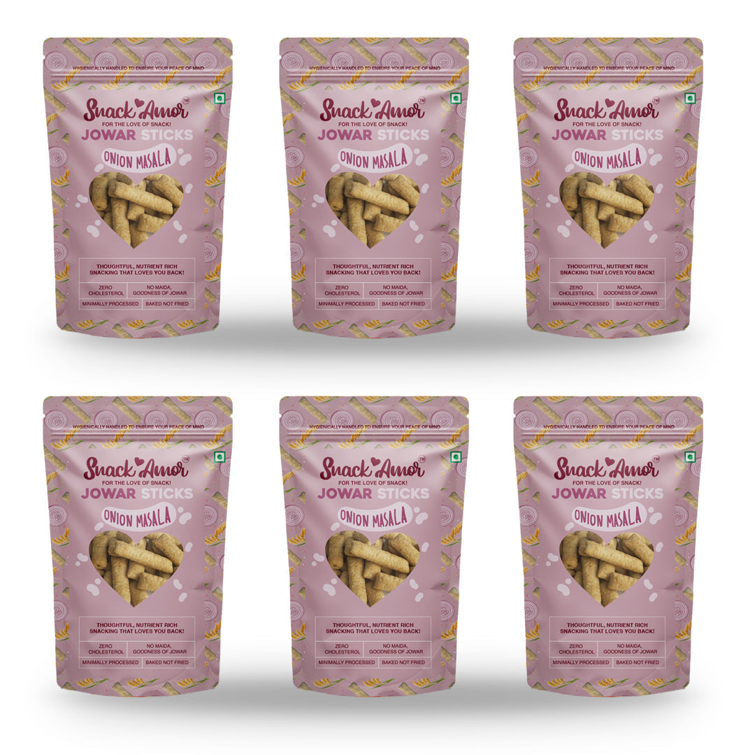 SnackAmor Jowar Sticks - (50g) | Onion Masala - Snack Amor