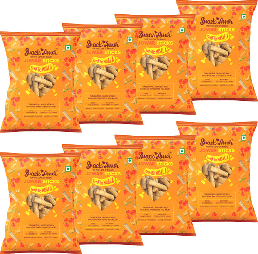 Jowar Sticks Tomato Masala Value Packs | Pack of 8 (20g each) - Snack Amor