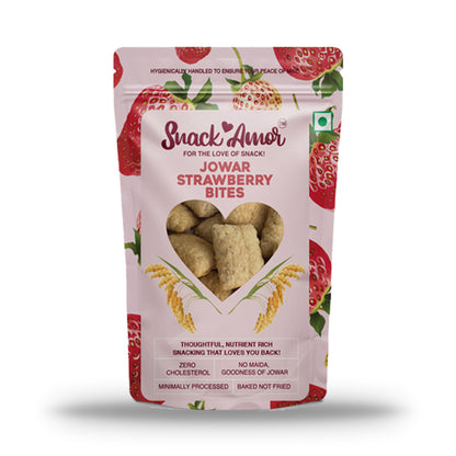 SnackAmor Jowar Bites - (100g) |  Strawberry Flavor - Snack Amor
