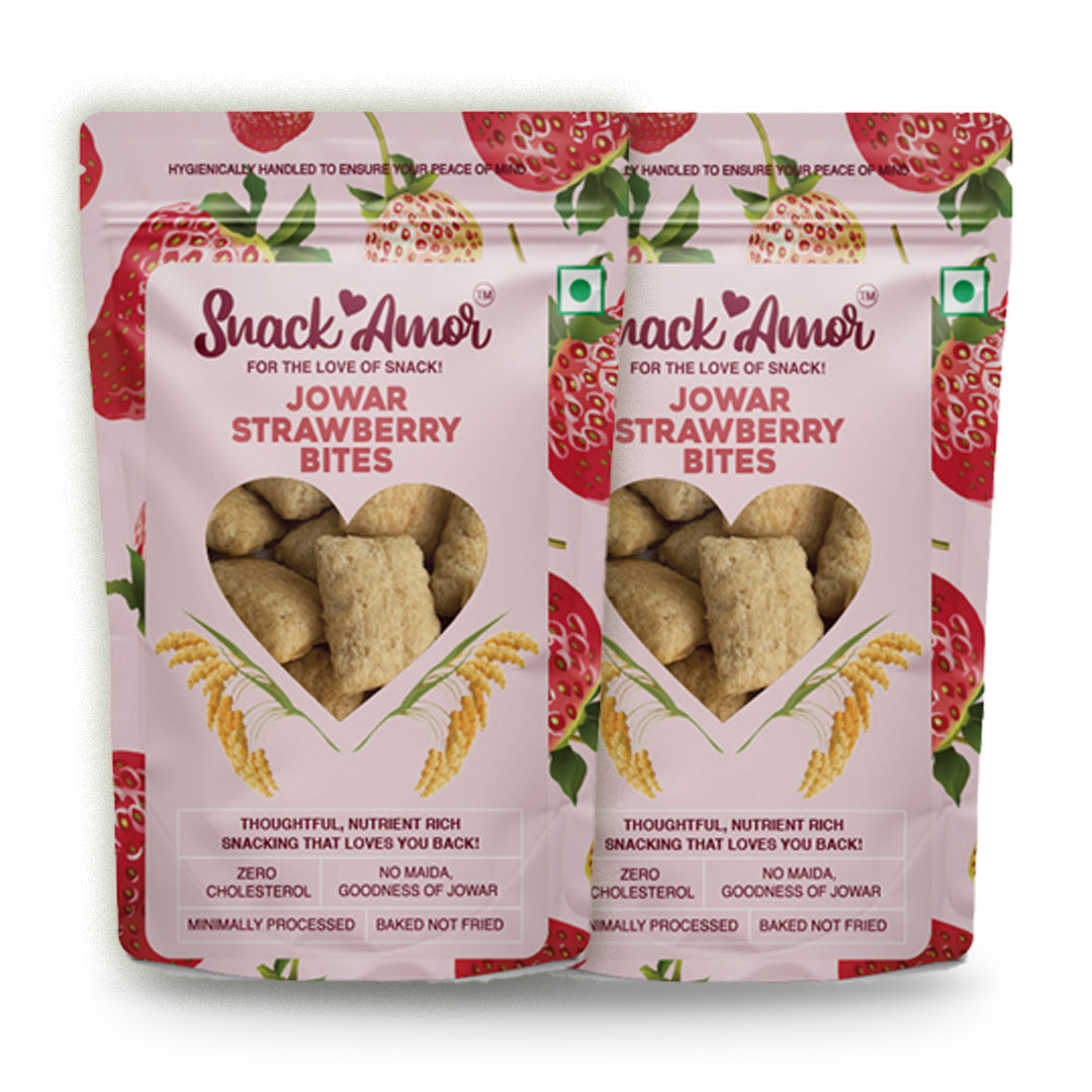 SnackAmor Jowar Bites - (100g) |  Strawberry Flavor - Snack Amor