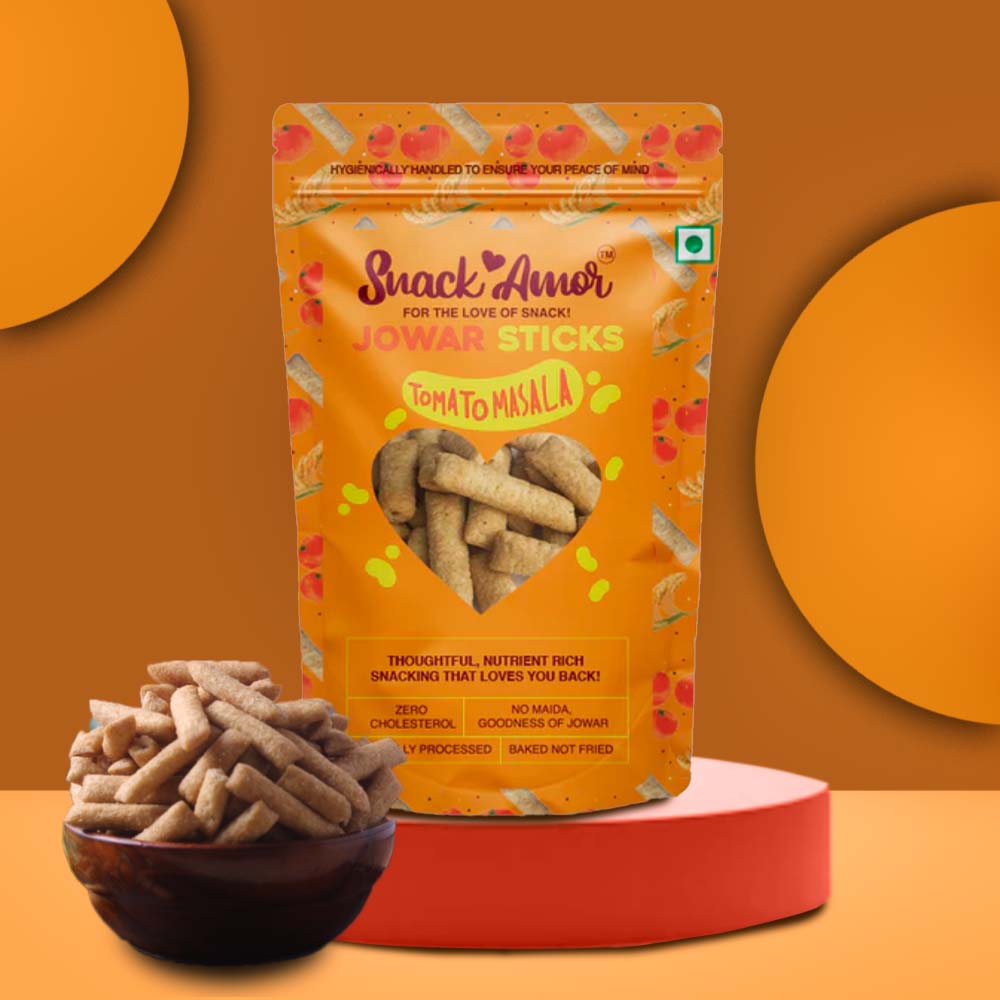 SnackAmor Jowar Sticks - (50g) | Tomato Masala - Snack Amor