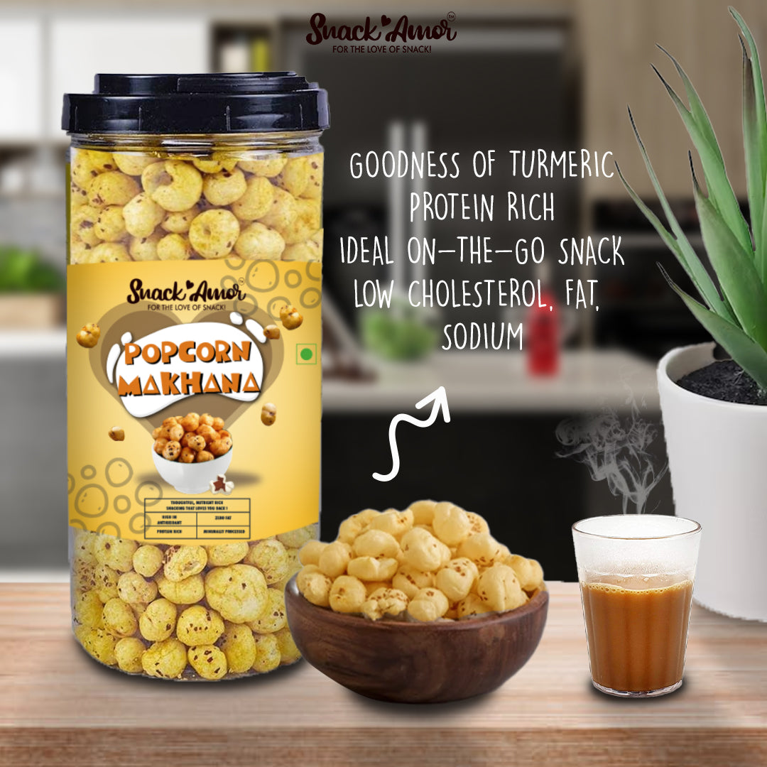 SnackAmor Crunchy Popcorn Makhana Jars - Desi Style (55g each) - Snack Amor