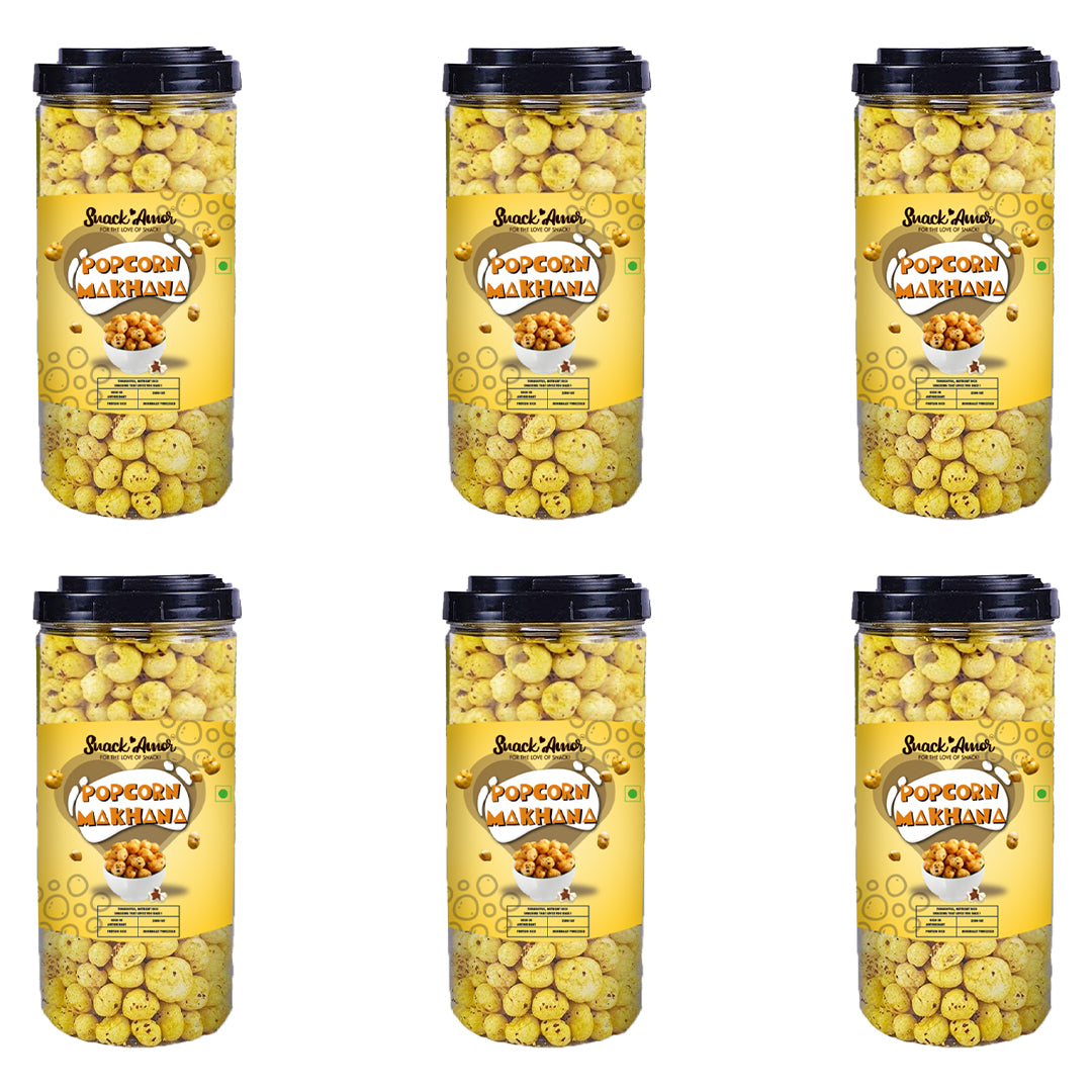 SnackAmor Crunchy Popcorn Makhana Jars - Desi Style (55g each) - Snack Amor
