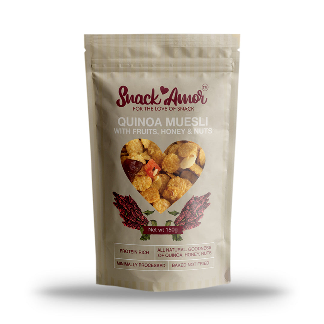 SnackAmor Quinoa Muesli - (150g) | Fruits | Honey | Nuts - Snack Amor