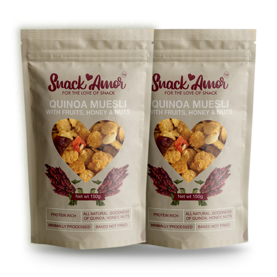 SnackAmor Quinoa Muesli - (150g) | Fruits | Honey | Nuts - Snack Amor