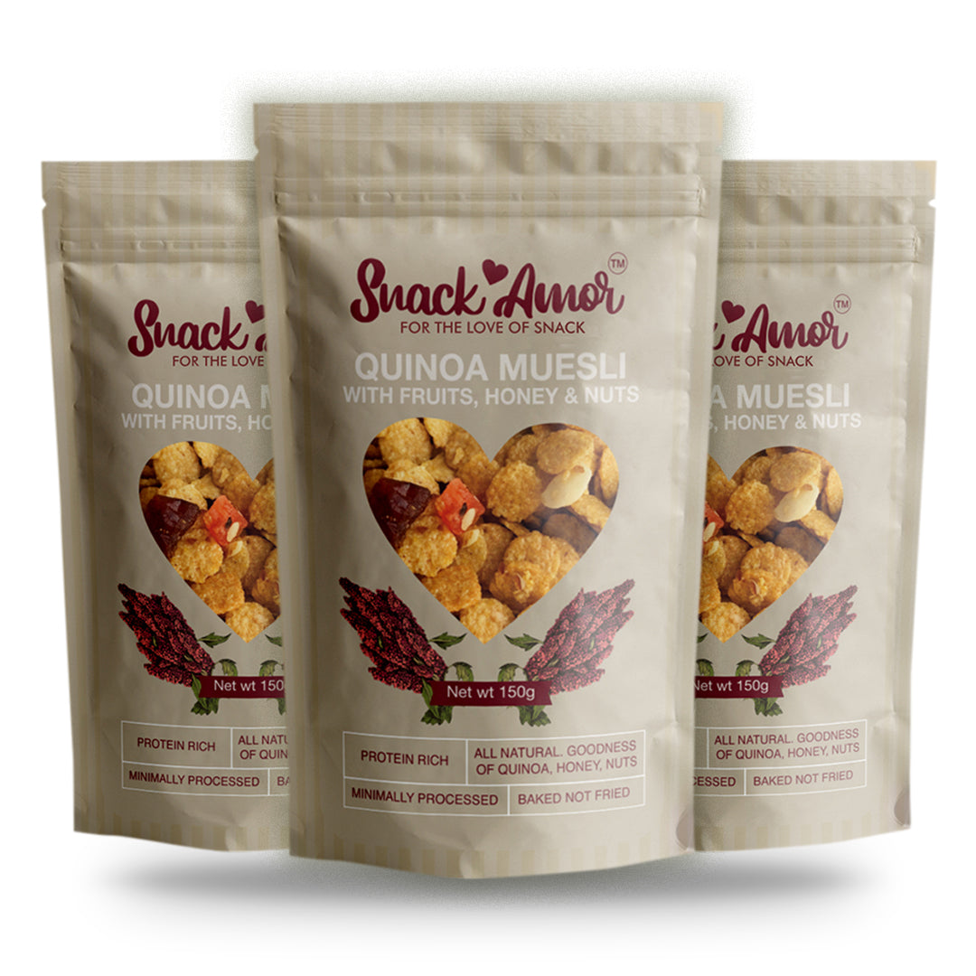 SnackAmor Quinoa Muesli - (150g) | Fruits | Honey | Nuts - Snack Amor