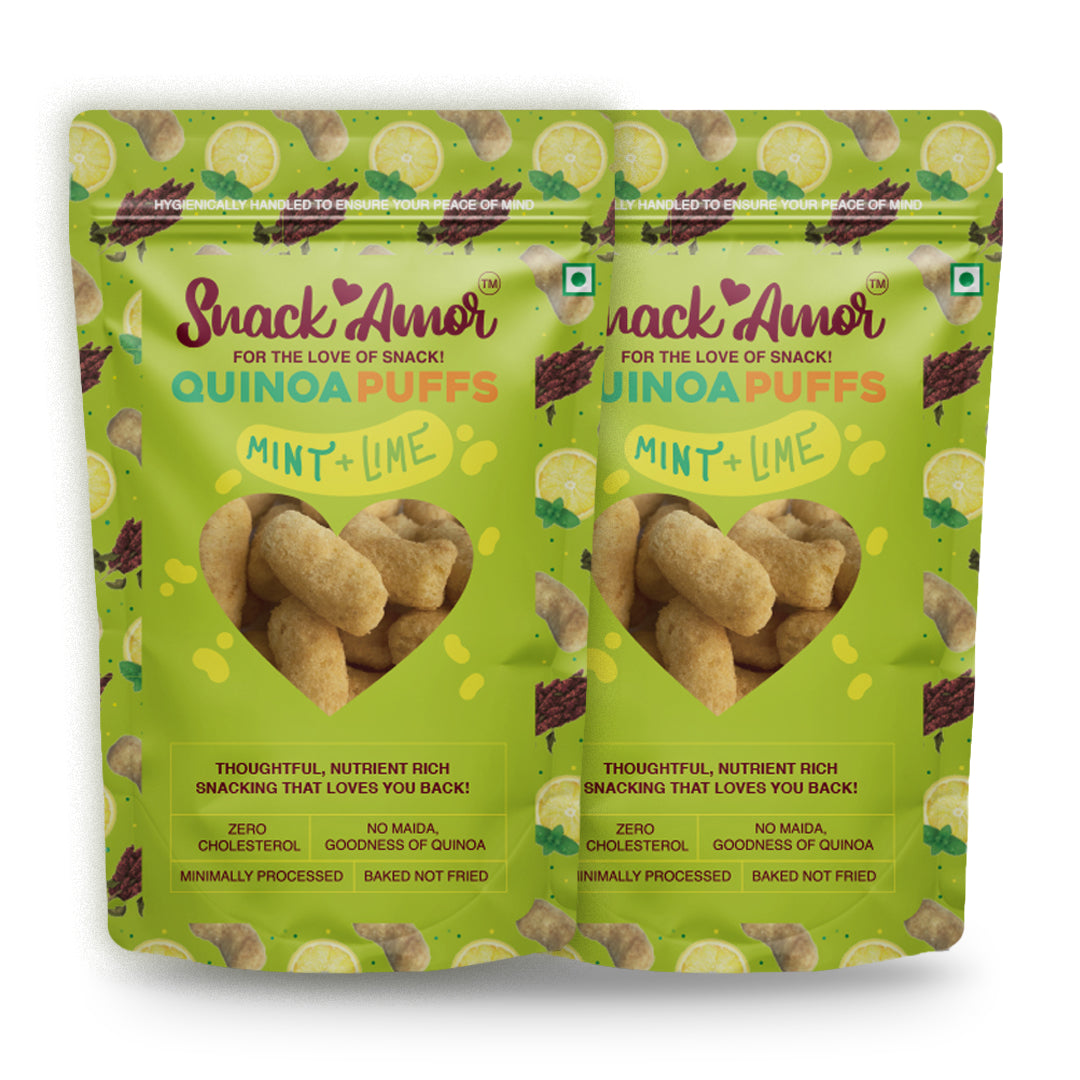 SnackAmor Quinoa Puffs - (50g) | Mint And Lime - Snack Amor