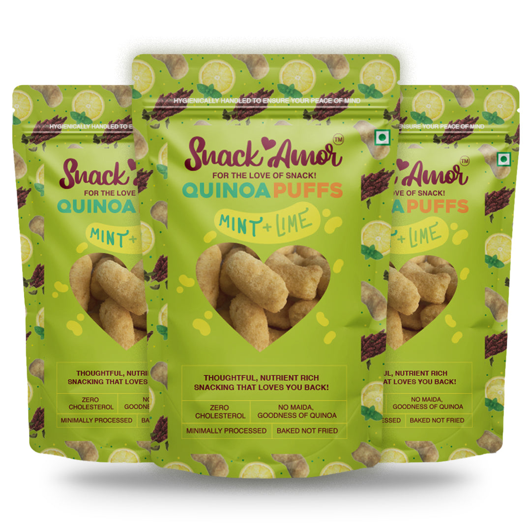 SnackAmor Quinoa Puffs - (50g) | Mint And Lime - Snack Amor