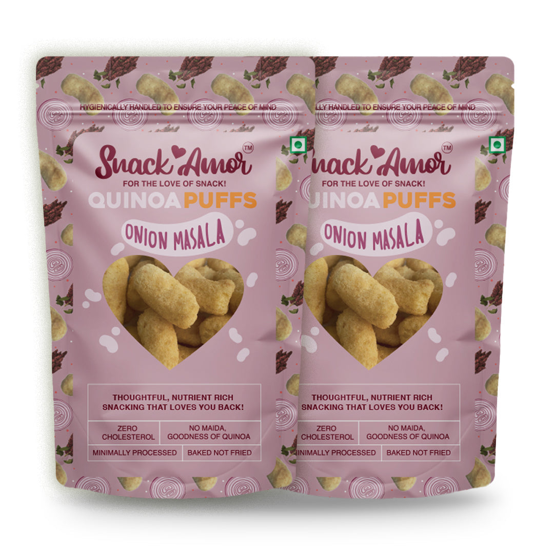 SnackAmor Quinoa Puffs - (50g) | Onion Masala - Snack Amor