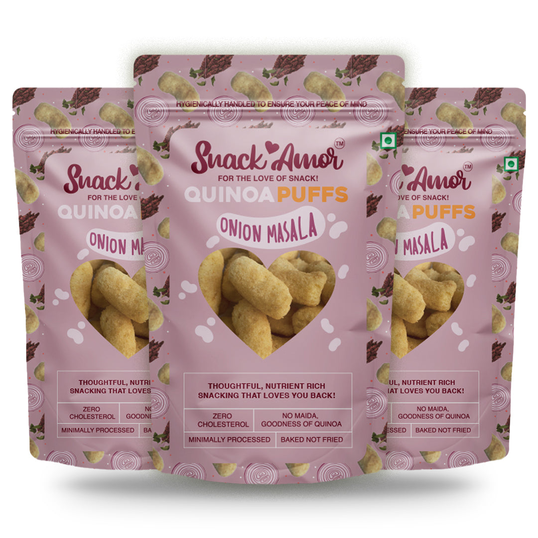 SnackAmor Quinoa Puffs - (50g) | Onion Masala - Snack Amor
