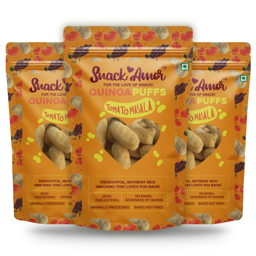 SnackAmor Quinoa Puffs - (50g) | Tomato Masala - Snack Amor