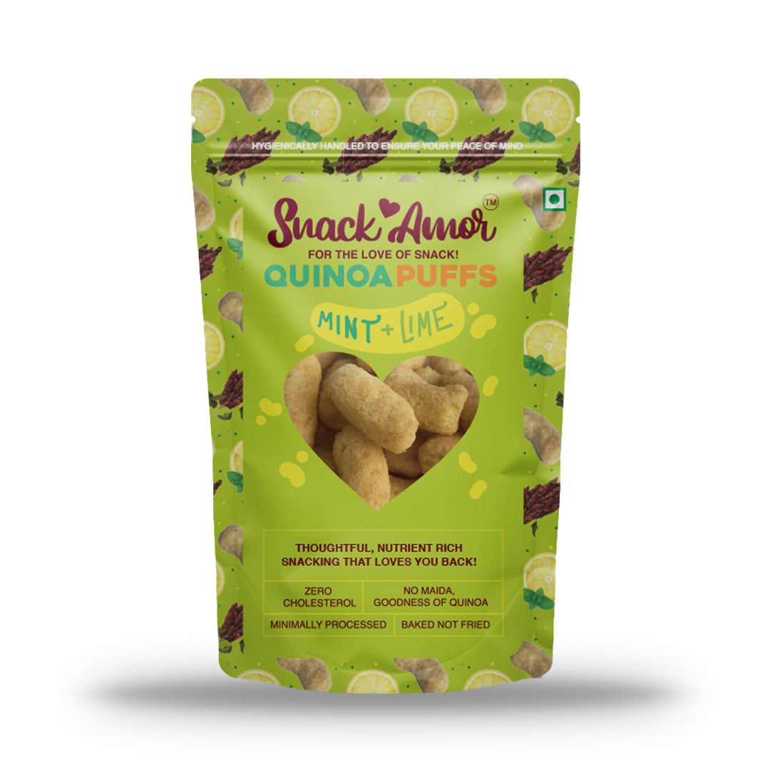 SnackAmor Quinoa Puffs - (50g) | Mint And Lime - Snack Amor