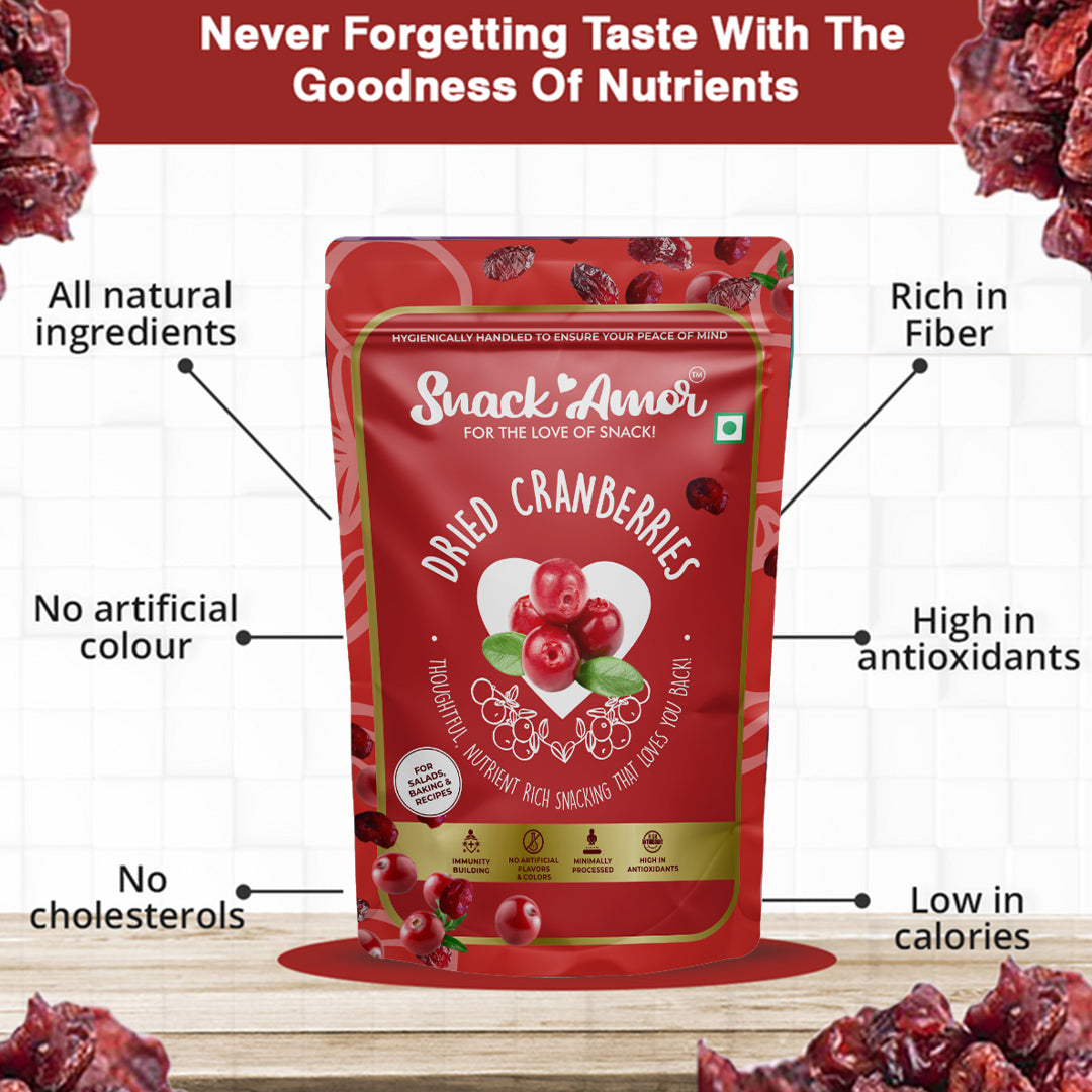 SnackAmor's Premium International Dried Cranberry (Sliced) - 175g - Snack Amor
